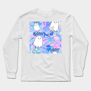 Ghosts and Bones Pastel Grunge Pattern Long Sleeve T-Shirt